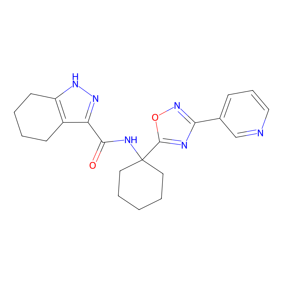 N-(1-(3-(pyridin-3-yl)-1,2,4-oxadiazol-5-yl)cyclohexyl)-4,5,6,7-tetrahydro-1H-indazole-3-carboxamide molecular structure, CAS 1326910-65-9