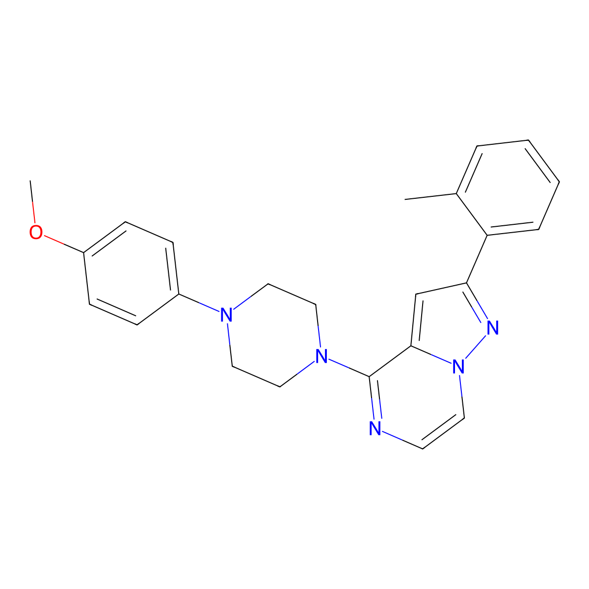4-[4-(4-Methoxyphenyl)piperazin-1-yl]-2-(2-methylphenyl)pyrazolo[1,5-a]pyrazine molecular structure, CAS 1326911-36-7