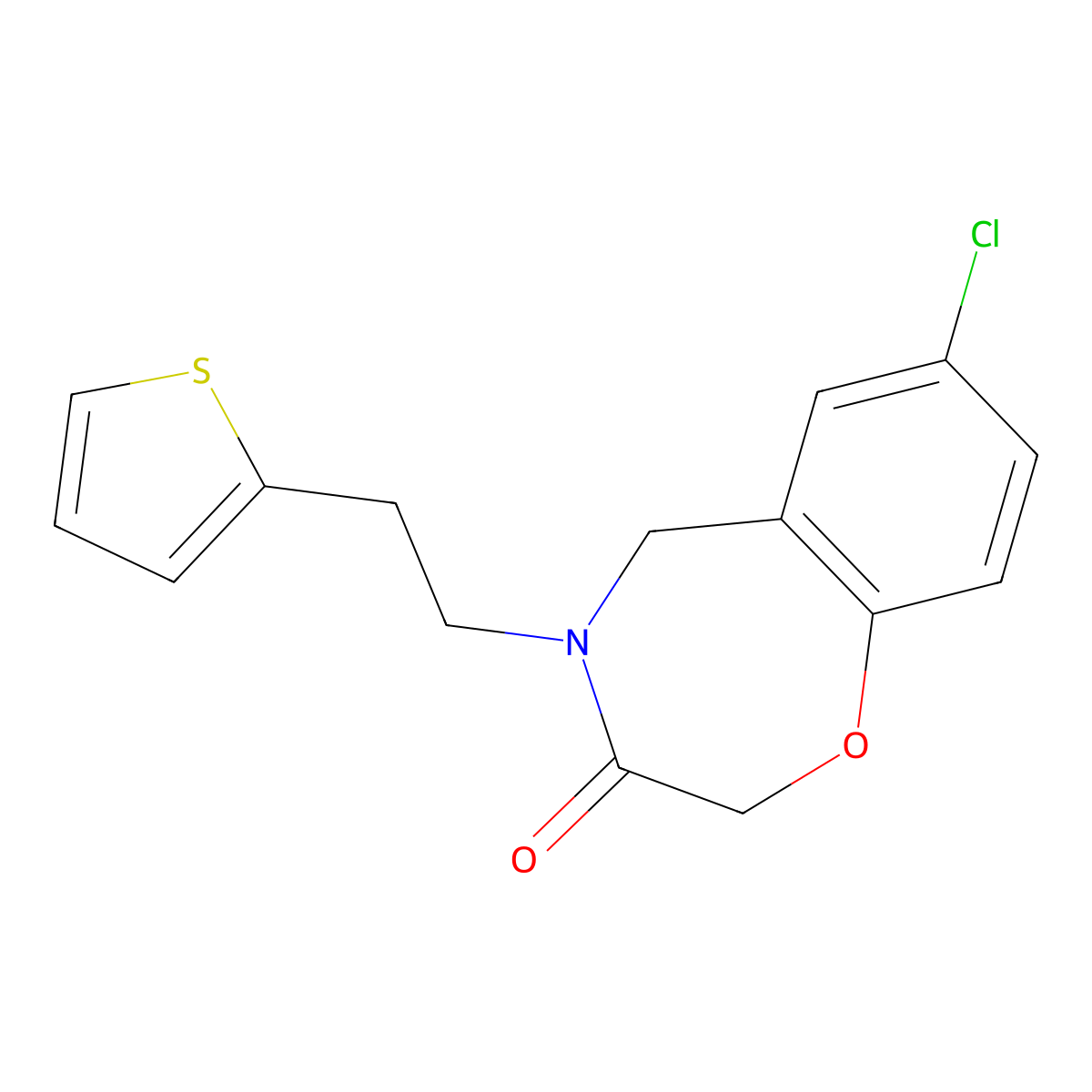 7-chloro-4-[2-(2-thienyl)ethyl]-4,5-dihydro-1,4-benzoxazepin-3(2H)-one molecular structure, CAS 1326911-94-7