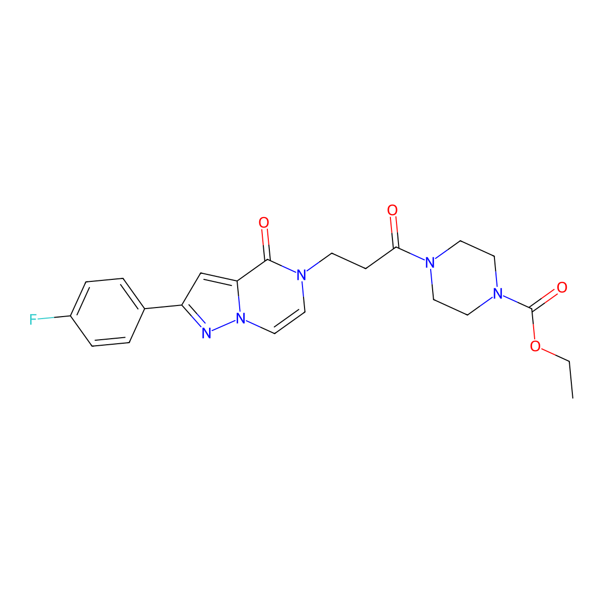 ethyl 4-{3-[2-(4-fluorophenyl)-4-oxopyrazolo[1,5-a]pyrazin-5(4H)-yl]propanoyl}piperazine-1-carboxylate molecular structure, CAS 1326913-01-2