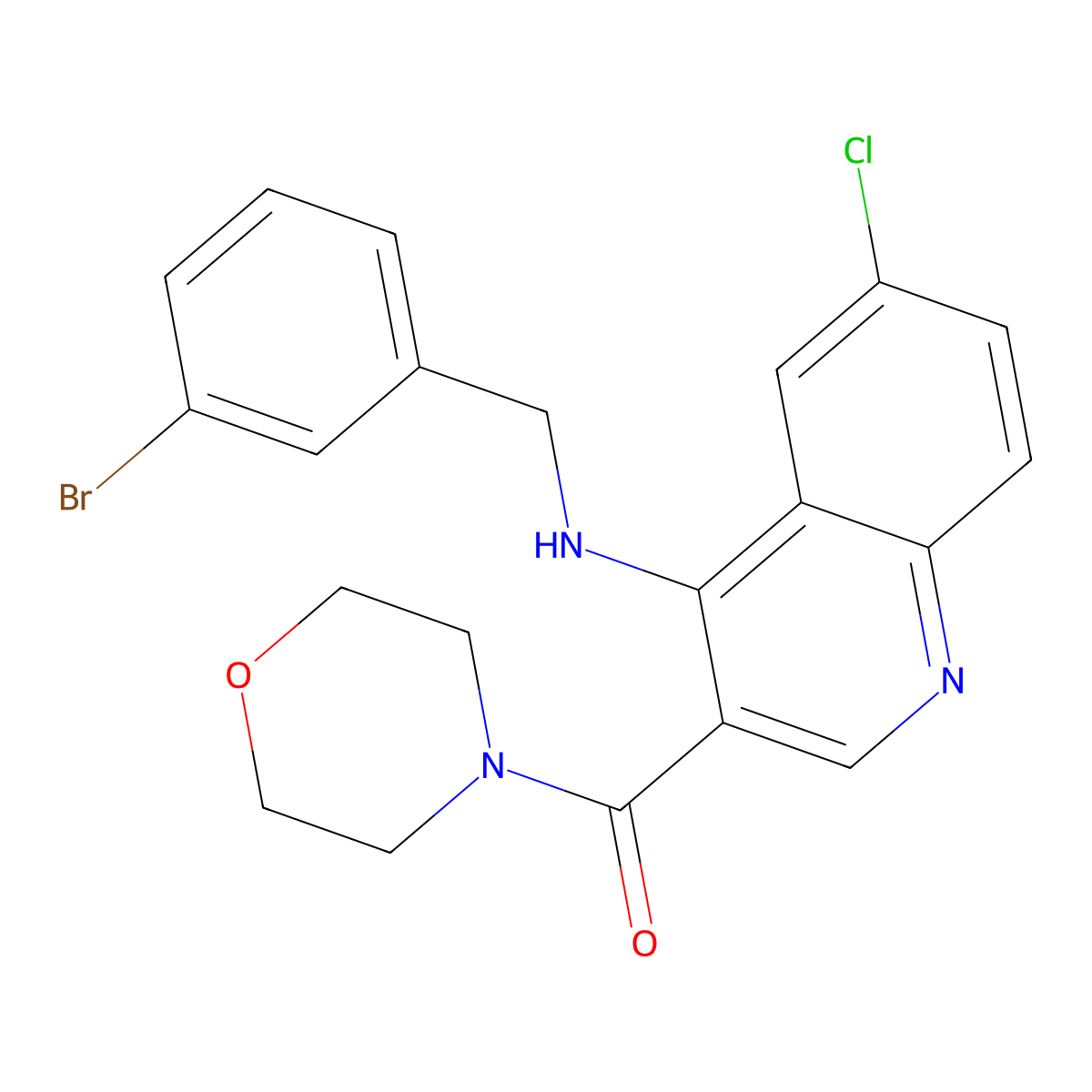{4-[(3-Bromobenzyl)amino]-6-chloroquinolin-3-yl}(morpholin-4-yl)methanone molecular structure, CAS 1326913-52-3