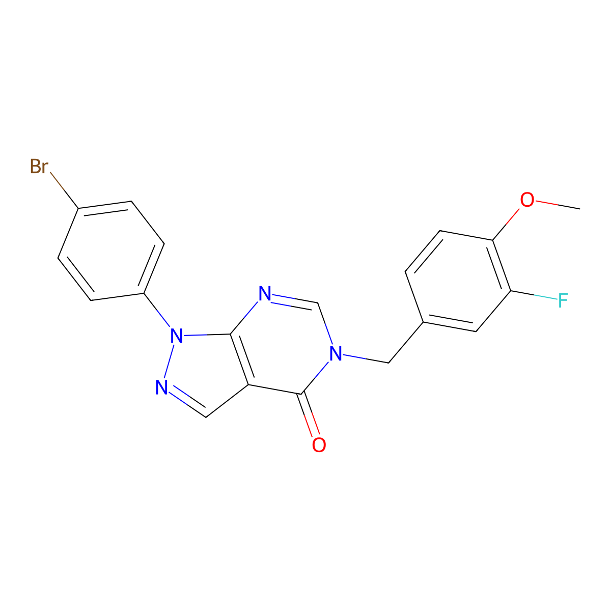 1-(4-bromophenyl)-5-(3-fluoro-4-methoxybenzyl)-1,5-dihydro-4H-pyrazolo[3,4-d]pyrimidin-4-one molecular structure, CAS 1326913-66-9
