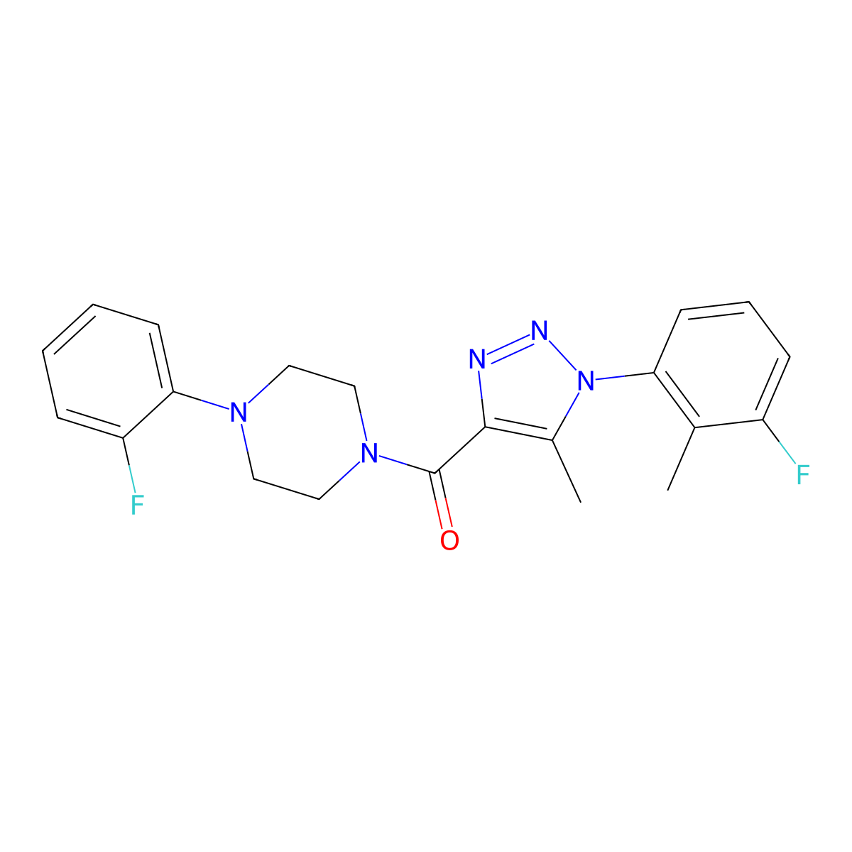(1-(3-fluoro-2-methylphenyl)-5-methyl-1H-1,2,3-triazol-4-yl)(4-(2-fluorophenyl)piperazin-1-yl)methanone molecular structure, CAS 1326914-52-6