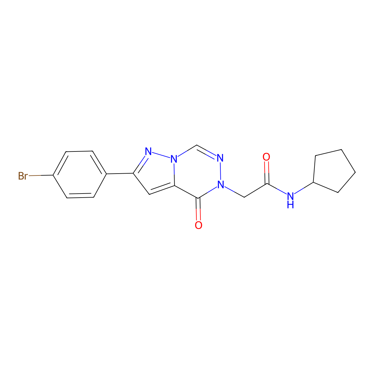 2-[2-(4-bromophenyl)-4-oxo-4H,5H-pyrazolo[1,5-d][1,2,4]triazin-5-yl]-N-cyclopentylacetamide molecular structure, CAS 1326914-82-2