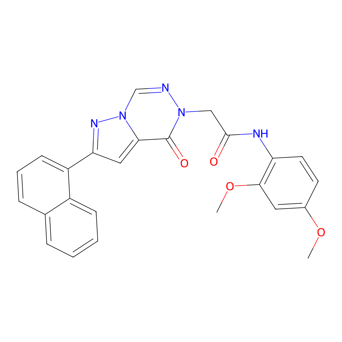 N-(2,4-dimethoxyphenyl)-2-(2-(naphthalen-1-yl)-4-oxopyrazolo[1,5-d][1,2,4]triazin-5(4H)-yl)acetamide molecular structure, CAS 1326915-03-0