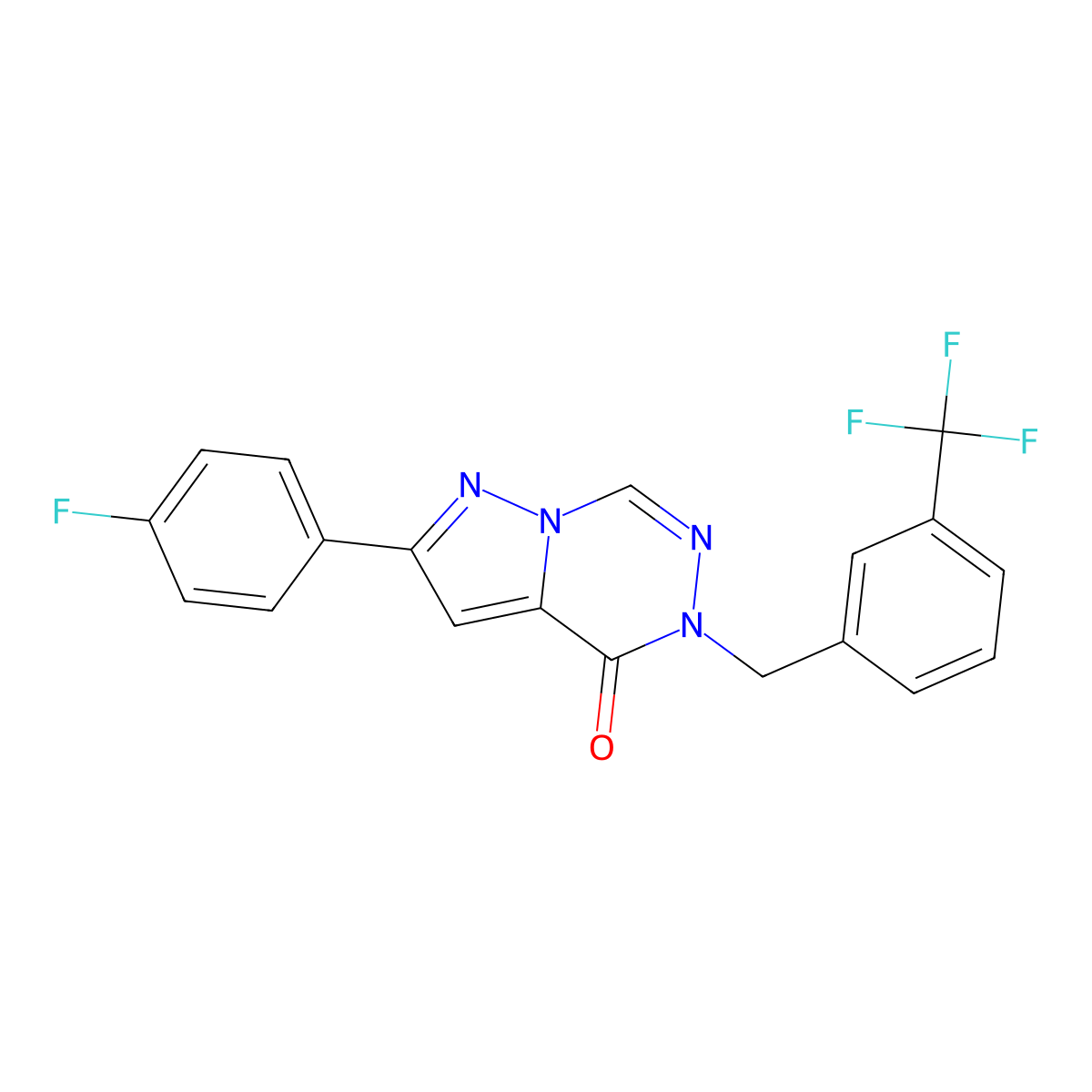 2-(4-fluorophenyl)-5-(3-(trifluoromethyl)benzyl)pyrazolo[1,5-d][1,2,4]triazin-4(5H)-one molecular structure, CAS 1326915-36-9