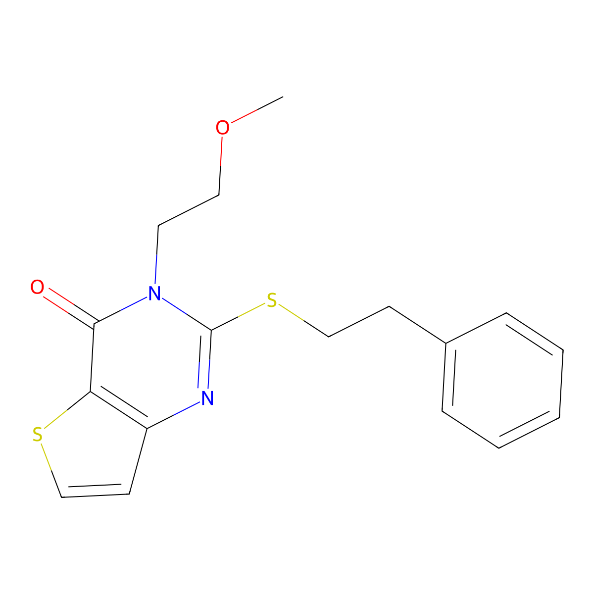 3-(2-methoxyethyl)-2-[(2-phenylethyl)sulfanyl]thieno[3,2-d]pyrimidin-4(3H)-one molecular structure, CAS 1326916-09-9
