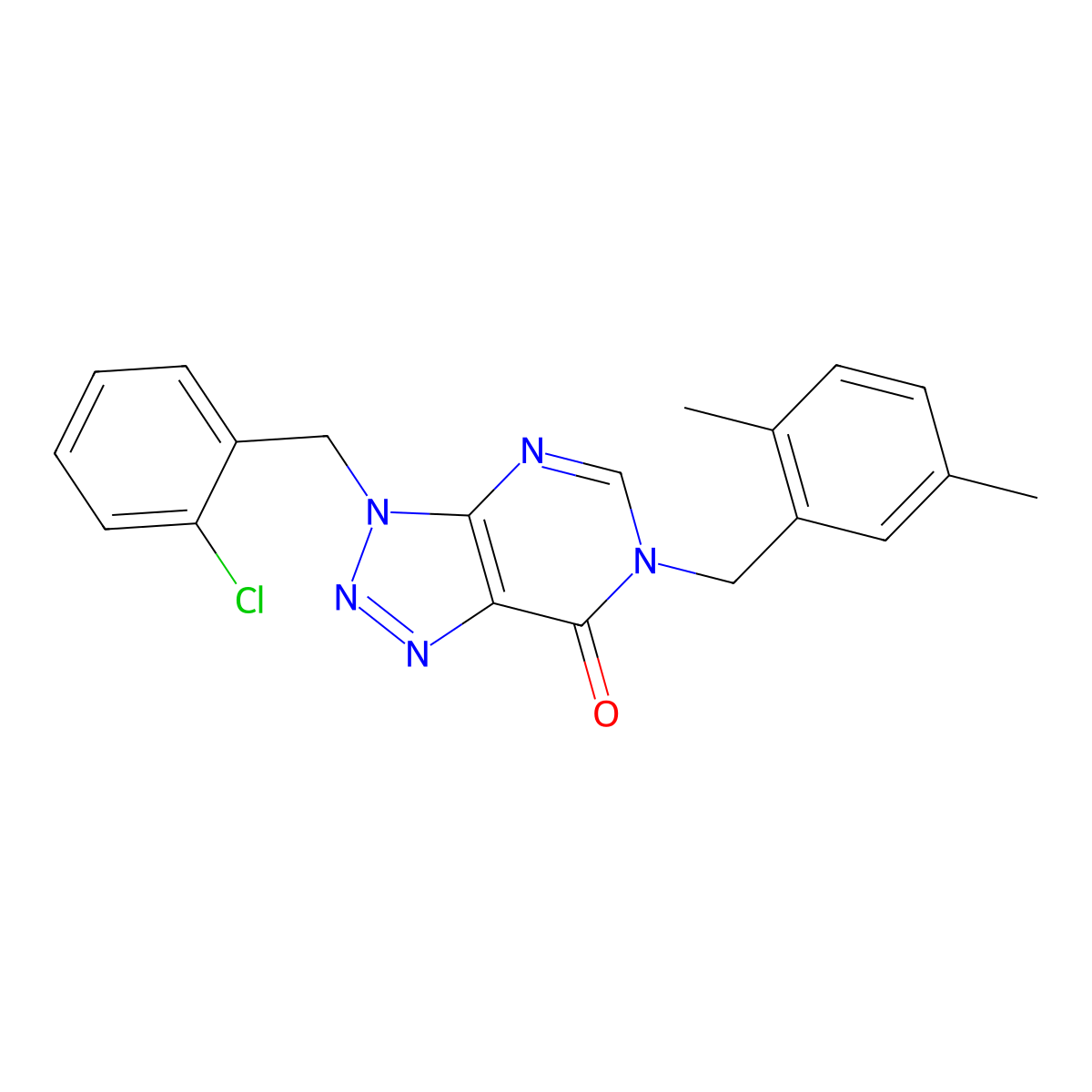 3-(2-chlorobenzyl)-6-(2,5-dimethylbenzyl)-3,6-dihydro-7H-[1,2,3]triazolo[4,5-d]pyrimidin-7-one molecular structure, CAS 1326916-23-7