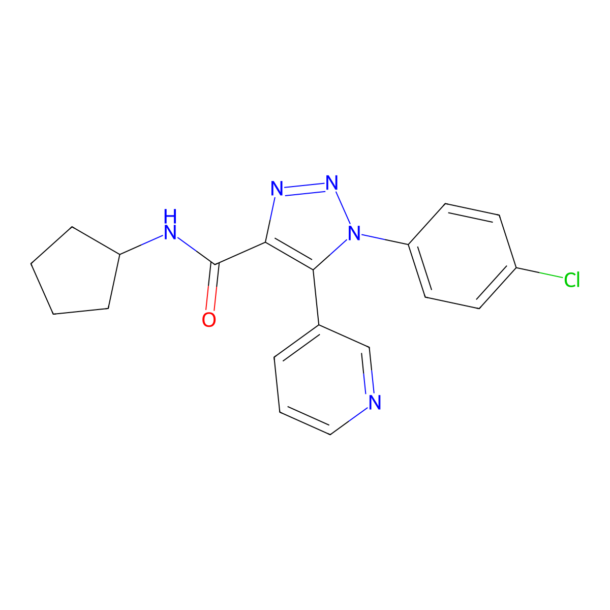 1-(4-chlorophenyl)-N-cyclopentyl-5-(pyridin-3-yl)-1H-1,2,3-triazole-4-carboxamide molecular structure, CAS 1326916-26-0