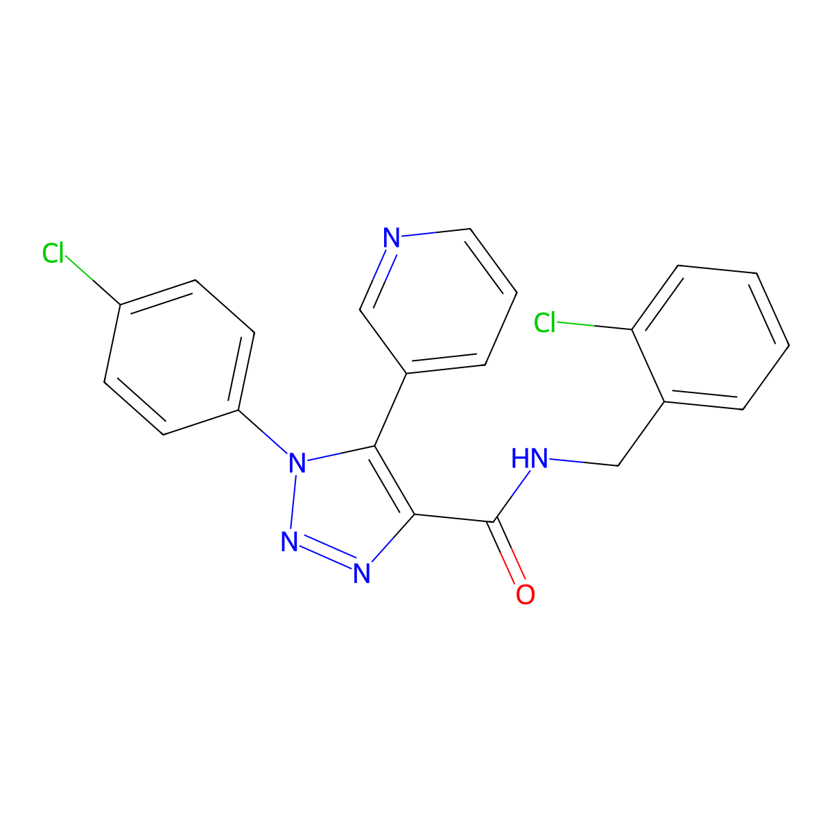 N-(2-chlorobenzyl)-1-(4-chlorophenyl)-5-(pyridin-3-yl)-1H-1,2,3-triazole-4-carboxamide molecular structure, CAS 1326916-33-9