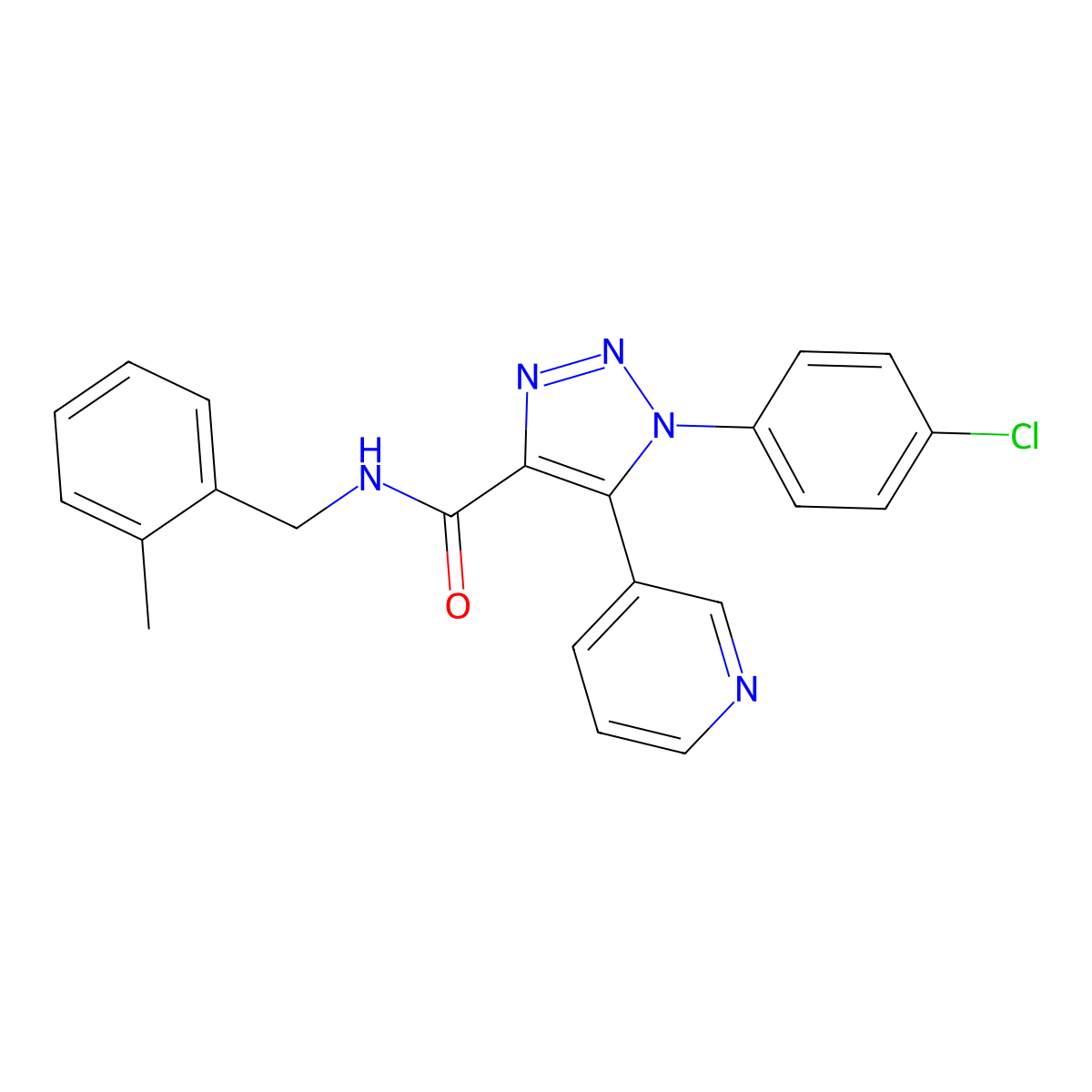 1-(4-chlorophenyl)-N-(2-methylbenzyl)-5-(pyridin-3-yl)-1H-1,2,3-triazole-4-carboxamide molecular structure, CAS 1326916-48-6