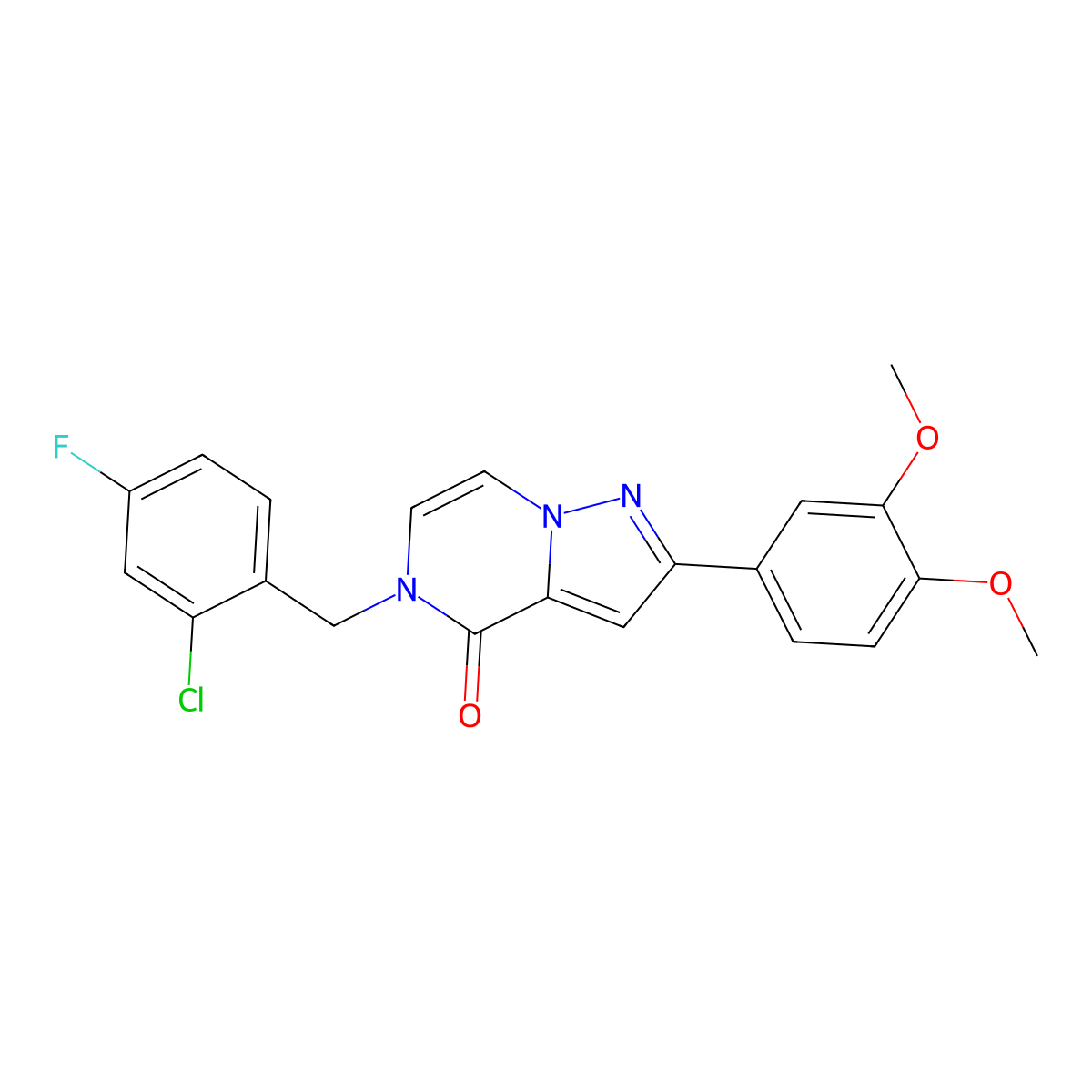 5-(2-chloro-4-fluorobenzyl)-2-(3,4-dimethoxyphenyl)pyrazolo[1,5-a]pyrazin-4(5H)-one molecular structure, CAS 1326916-57-7