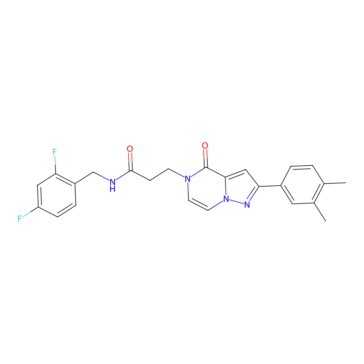 N-(2,4-difluorobenzyl)-3-[2-(3,4-dimethylphenyl)-4-oxopyrazolo[1,5-a]pyrazin-5(4H)-yl]propanamide molecular structure, CAS 1326916-70-4