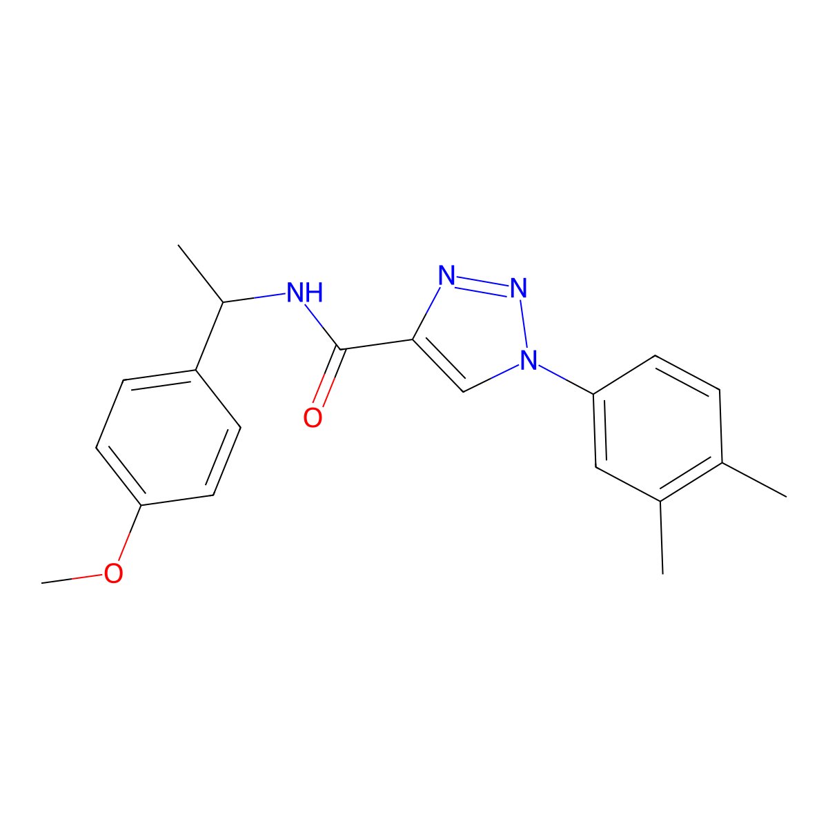 1-(3,4-dimethylphenyl)-N-(1-(4-methoxyphenyl)ethyl)-1H-1,2,3-triazole-4-carboxamide molecular structure, CAS 1326917-32-1