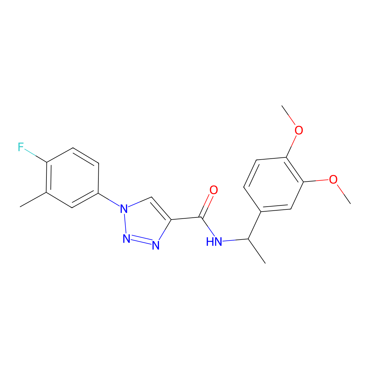 N-[1-(3,4-dimethoxyphenyl)ethyl]-1-(4-fluoro-3-methylphenyl)-1H-1,2,3-triazole-4-carboxamide molecular structure, CAS 1326917-58-1