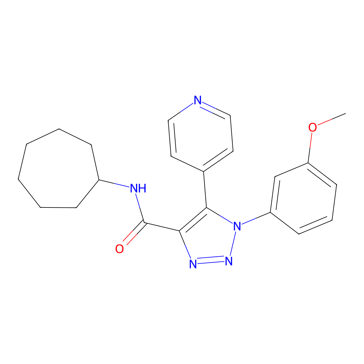 N-cycloheptyl-1-(3-methoxyphenyl)-5-(pyridin-4-yl)-1H-1,2,3-triazole-4-carboxamide molecular structure, CAS 1326918-26-6