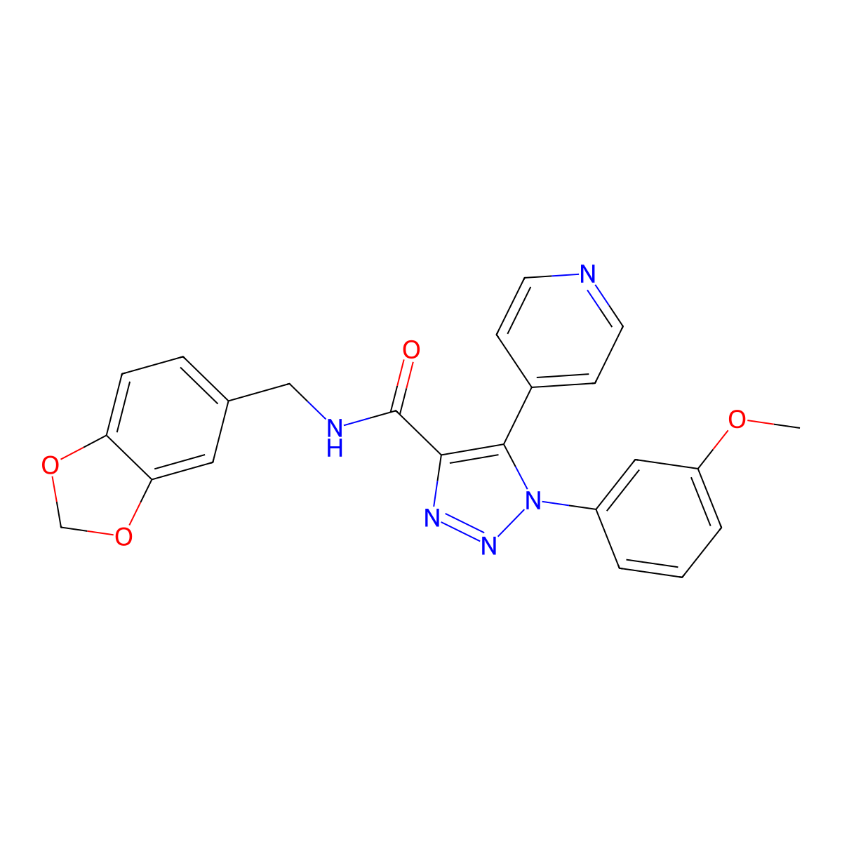 N-(1,3-benzodioxol-5-ylmethyl)-1-(3-methoxyphenyl)-5-(pyridin-4-yl)-1H-1,2,3-triazole-4-carboxamide molecular structure, CAS 1326918-30-2