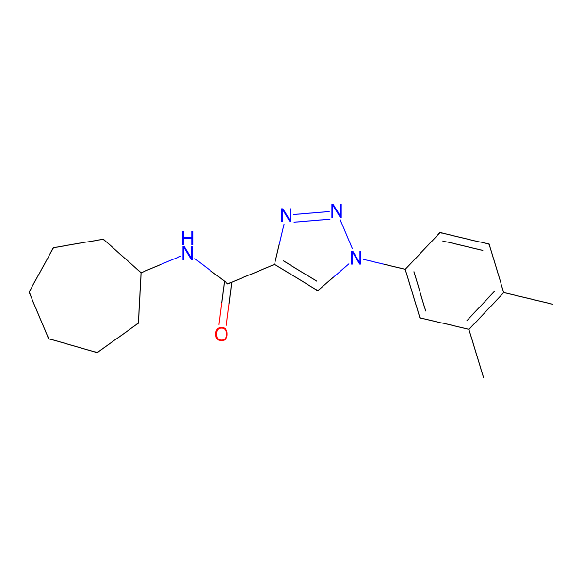 N-cycloheptyl-1-(3,4-dimethylphenyl)-1H-1,2,3-triazole-4-carboxamide molecular structure, CAS 1326918-50-6
