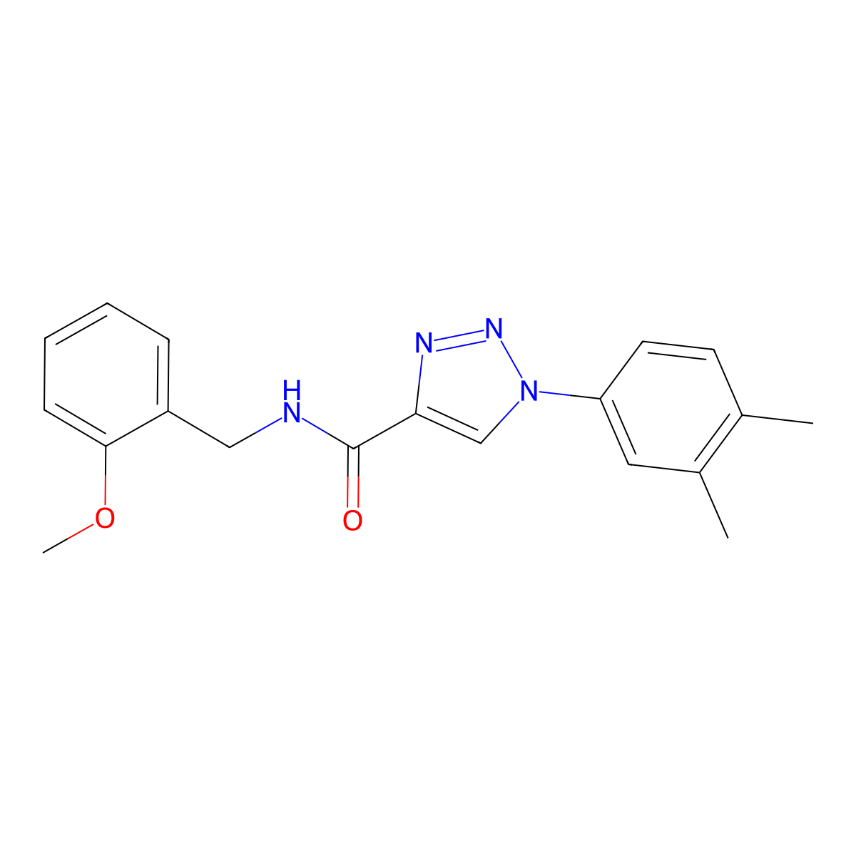 1-(3,4-dimethylphenyl)-N-(2-methoxybenzyl)-1H-1,2,3-triazole-4-carboxamide molecular structure, CAS 1326918-51-7