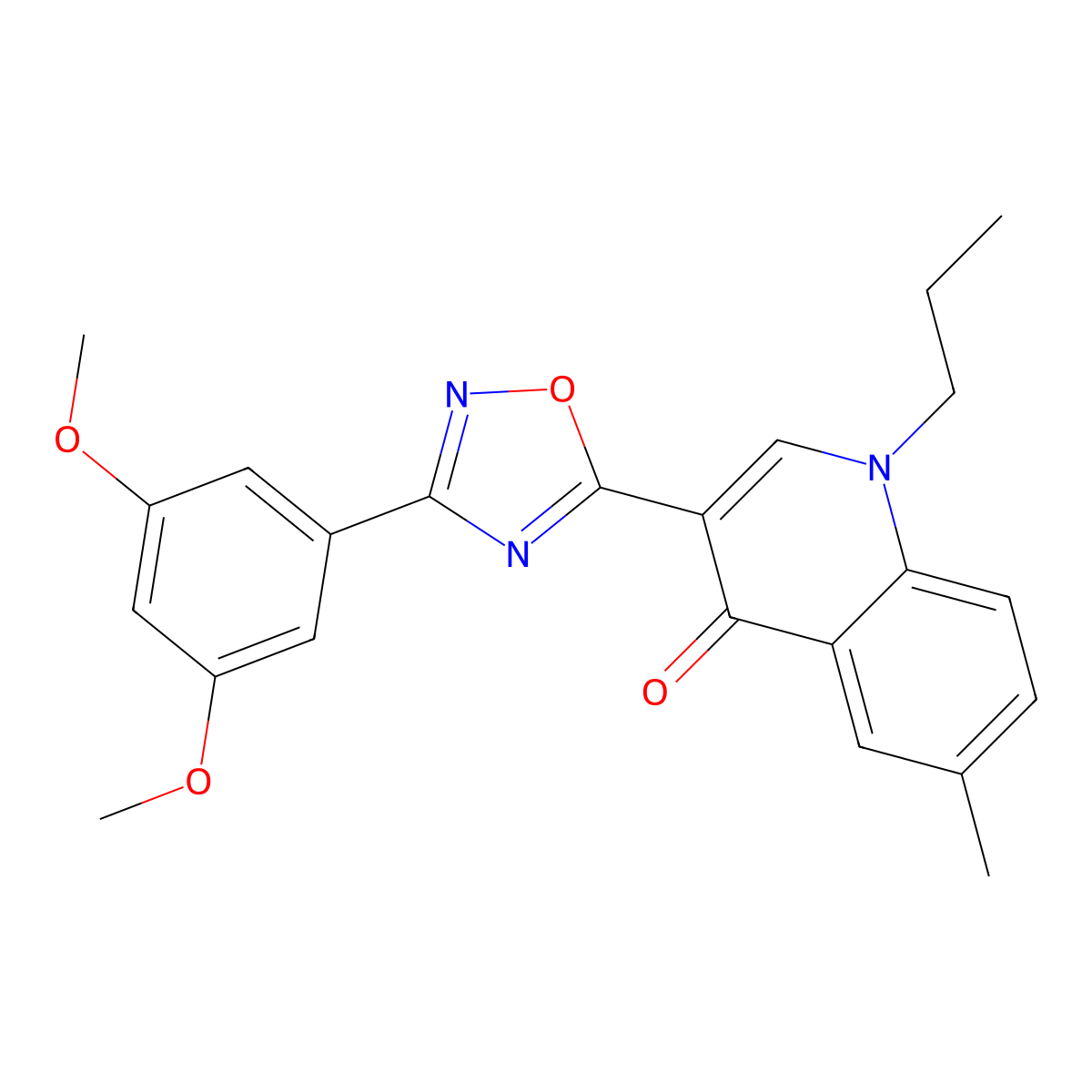 3-[3-(3,5-dimethoxyphenyl)-1,2,4-oxadiazol-5-yl]-6-methyl-1-propylquinolin-4(1H)-one molecular structure, CAS 1326918-55-1