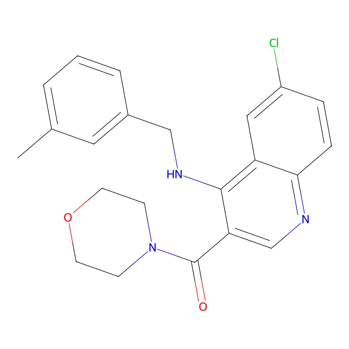 {6-Chloro-4-[(3-methylbenzyl)amino]quinolin-3-yl}(morpholin-4-yl)methanone molecular structure, CAS 1326919-02-1