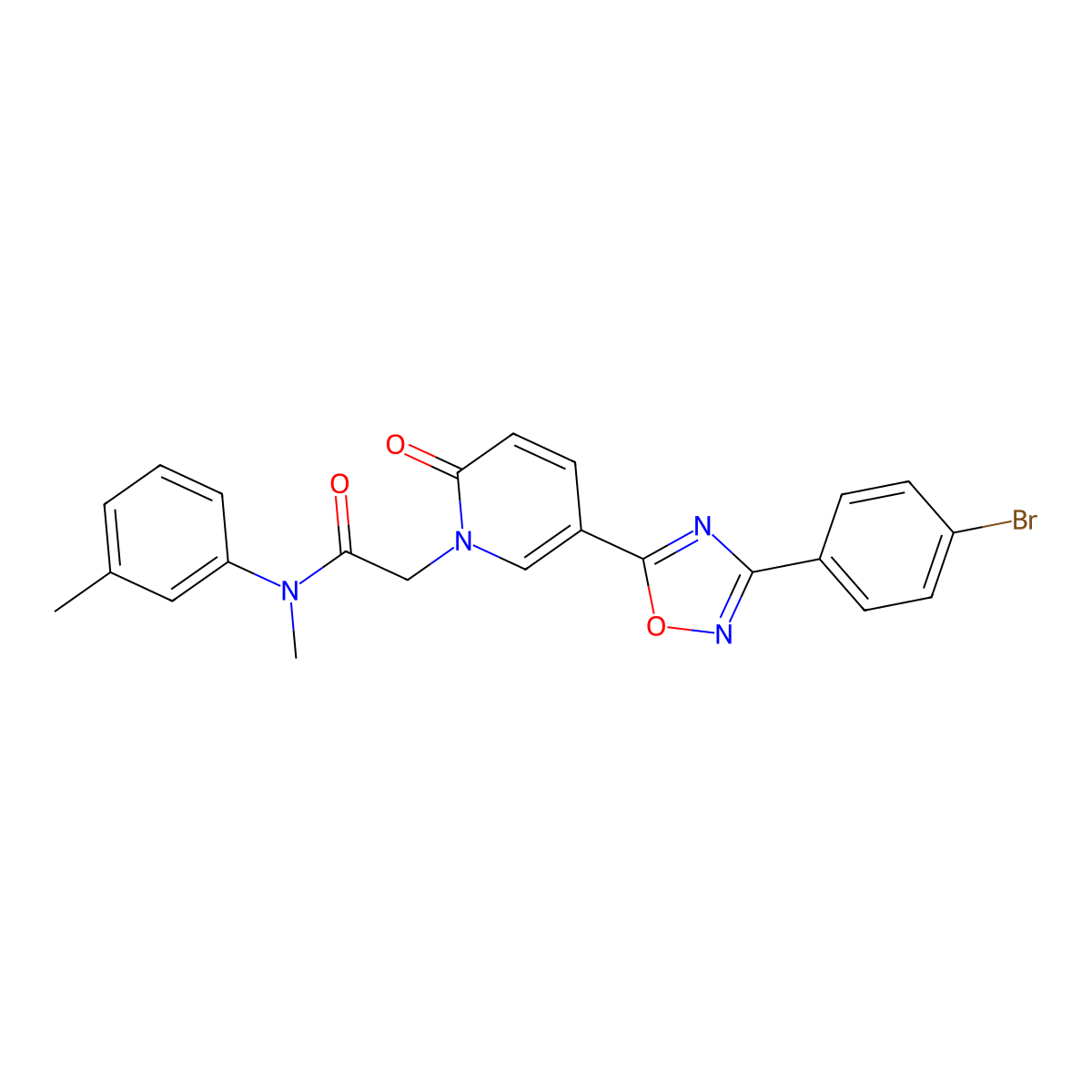 2-{5-[3-(4-bromophenyl)-1,2,4-oxadiazol-5-yl]-2-oxopyridin-1(2H)-yl}-N-methyl-N-(3-methylphenyl)acetamide molecular structure, CAS 1326919-67-8