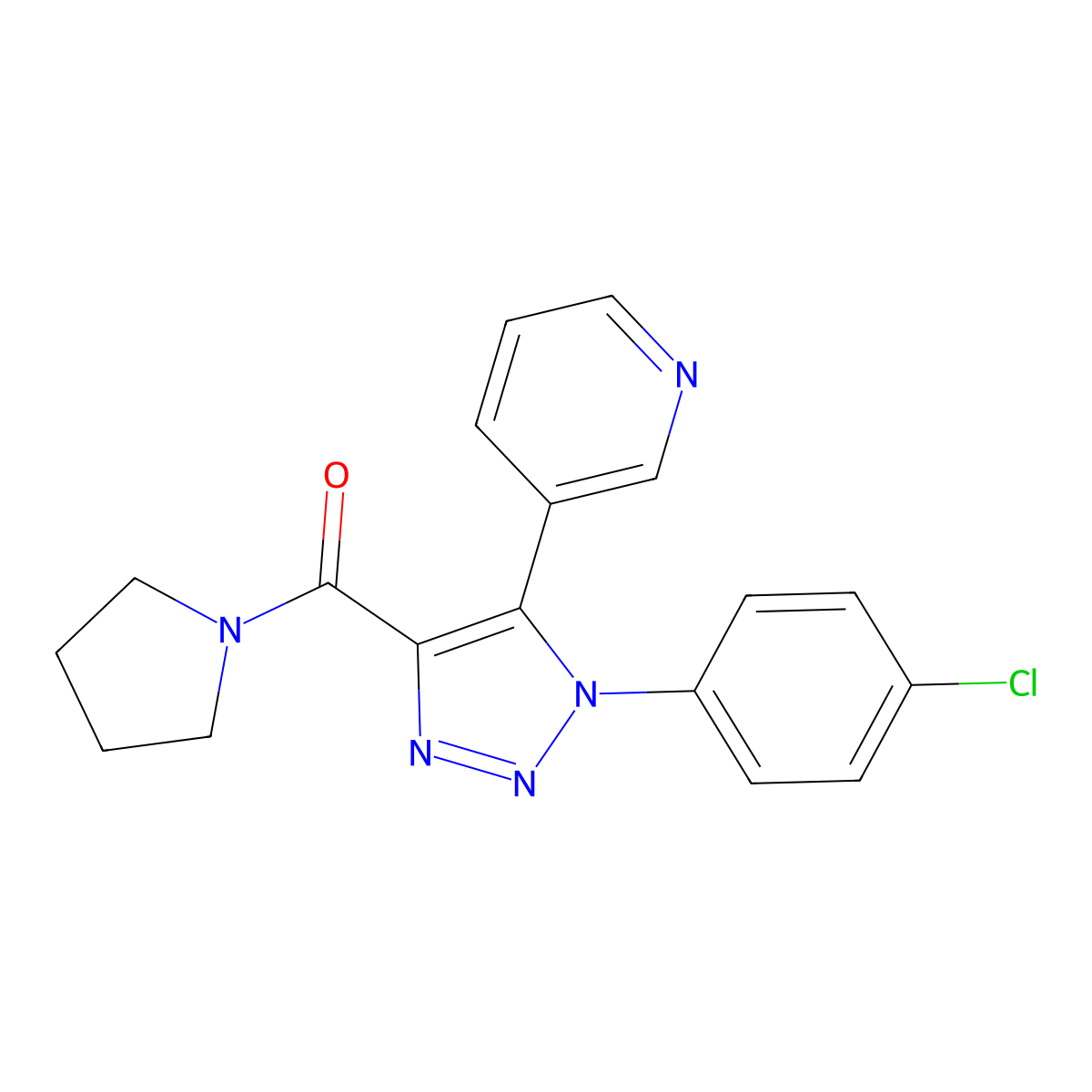 (1-(4-chlorophenyl)-5-(pyridin-3-yl)-1H-1,2,3-triazol-4-yl)(pyrrolidin-1-yl)methanone molecular structure, CAS 1326919-75-8