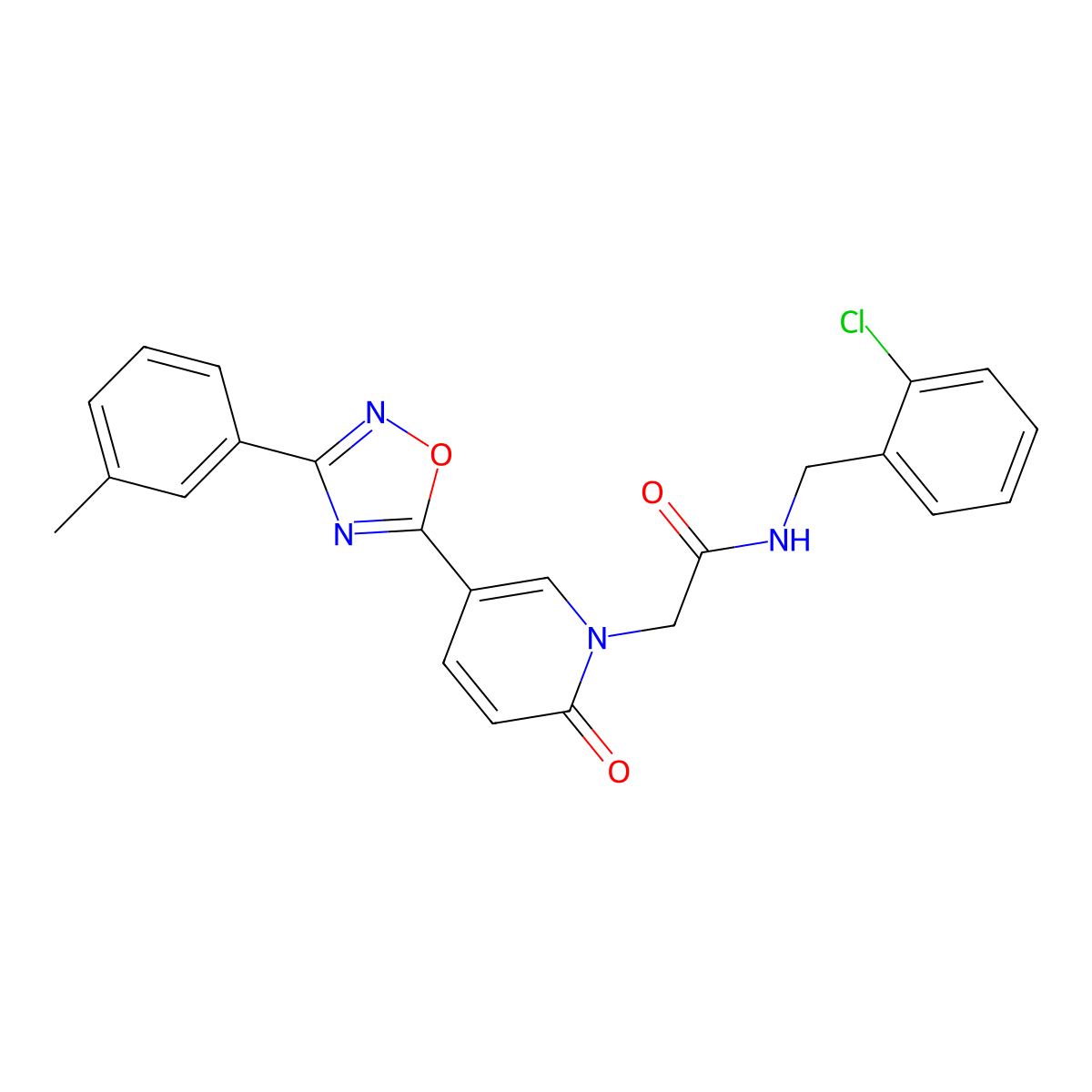 N-(2-chlorobenzyl)-2-{5-[3-(3-methylphenyl)-1,2,4-oxadiazol-5-yl]-2-oxopyridin-1(2H)-yl}acetamide molecular structure, CAS 1326919-85-0