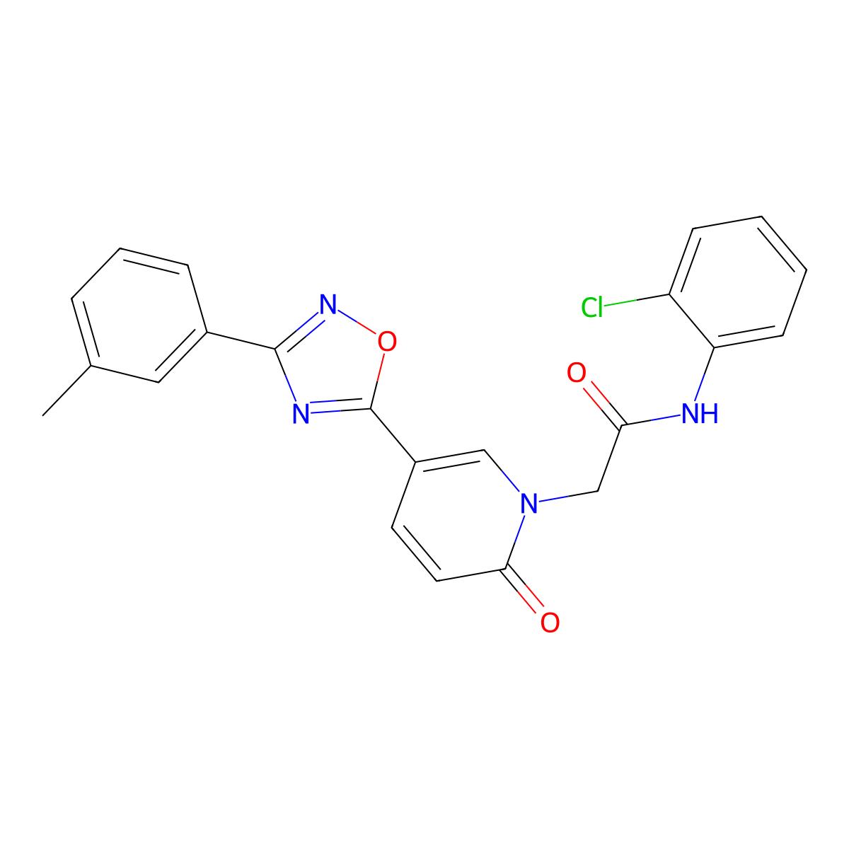 N-(2-chlorophenyl)-2-{5-[3-(3-methylphenyl)-1,2,4-oxadiazol-5-yl]-2-oxopyridin-1(2H)-yl}acetamide molecular structure, CAS 1326919-89-4