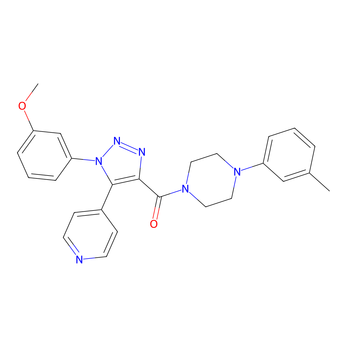 [1-(3-methoxyphenyl)-5-(pyridin-4-yl)-1H-1,2,3-triazol-4-yl][4-(3-methylphenyl)piperazin-1-yl]methanone molecular structure, CAS 1326919-92-9
