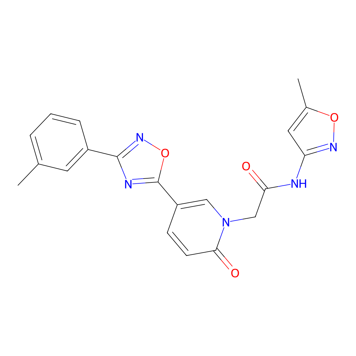 N-(5-methyl-1,2-oxazol-3-yl)-2-{5-[3-(3-methylphenyl)-1,2,4-oxadiazol-5-yl]-2-oxopyridin-1(2H)-yl}acetamide molecular structure, CAS 1326919-93-0