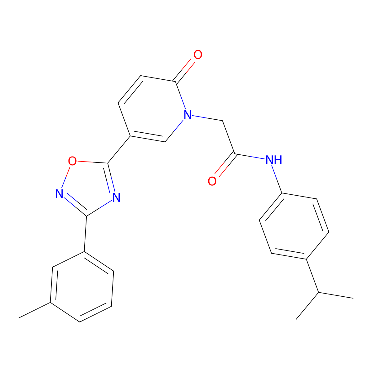 2-{5-[3-(3-methylphenyl)-1,2,4-oxadiazol-5-yl]-2-oxopyridin-1(2H)-yl}-N-[4-(propan-2-yl)phenyl]acetamide molecular structure, CAS 1326920-06-2