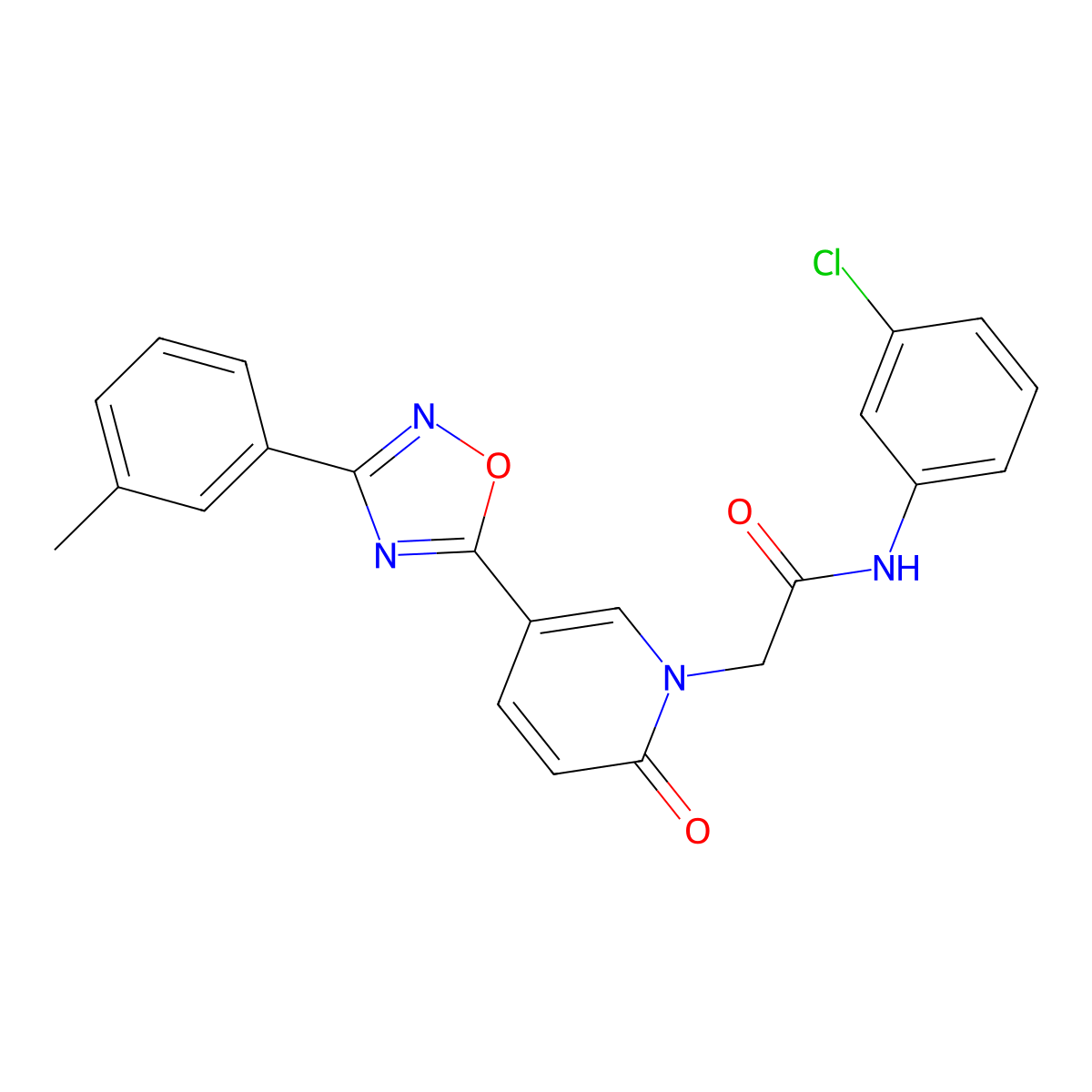 N-(3-chlorophenyl)-2-{5-[3-(3-methylphenyl)-1,2,4-oxadiazol-5-yl]-2-oxopyridin-1(2H)-yl}acetamide molecular structure, CAS 1326920-21-1