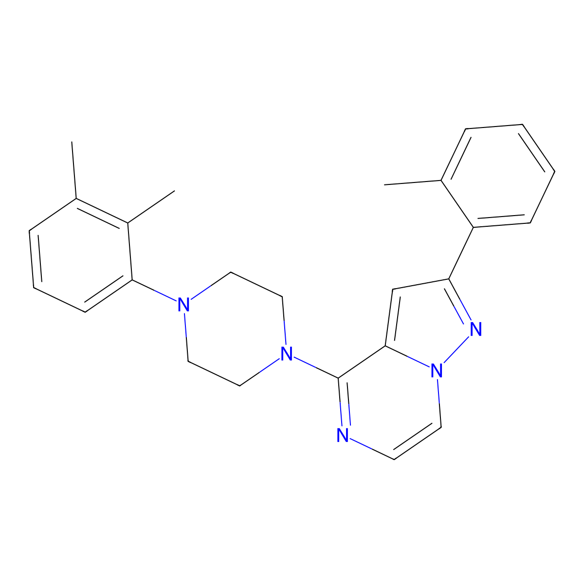 4-[4-(2,3-Dimethylphenyl)piperazin-1-yl]-2-(2-methylphenyl)pyrazolo[1,5-a]pyrazine molecular structure, CAS 1326920-22-2