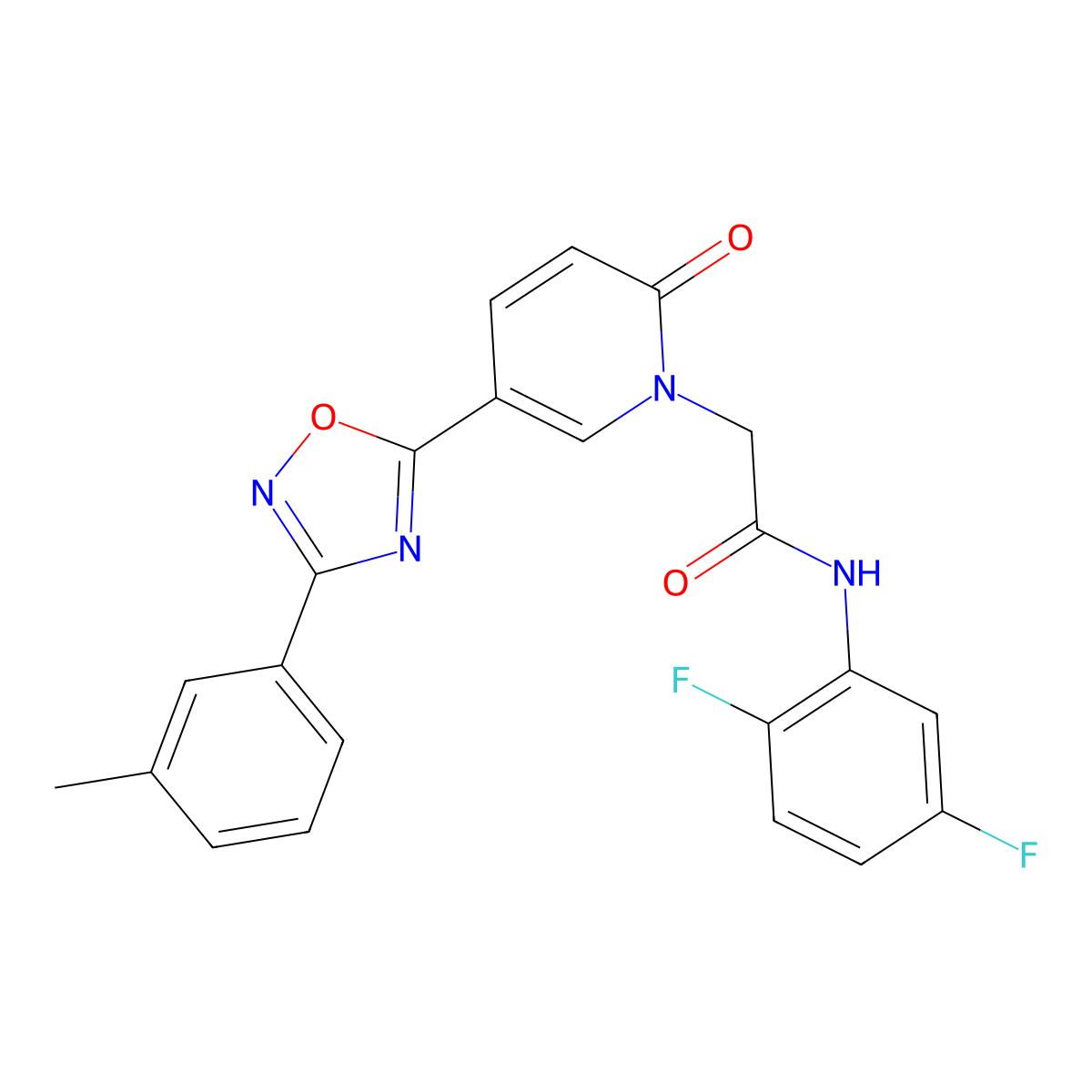 N-(2,5-difluorophenyl)-2-{5-[3-(3-methylphenyl)-1,2,4-oxadiazol-5-yl]-2-oxopyridin-1(2H)-yl}acetamide molecular structure, CAS 1326920-31-3
