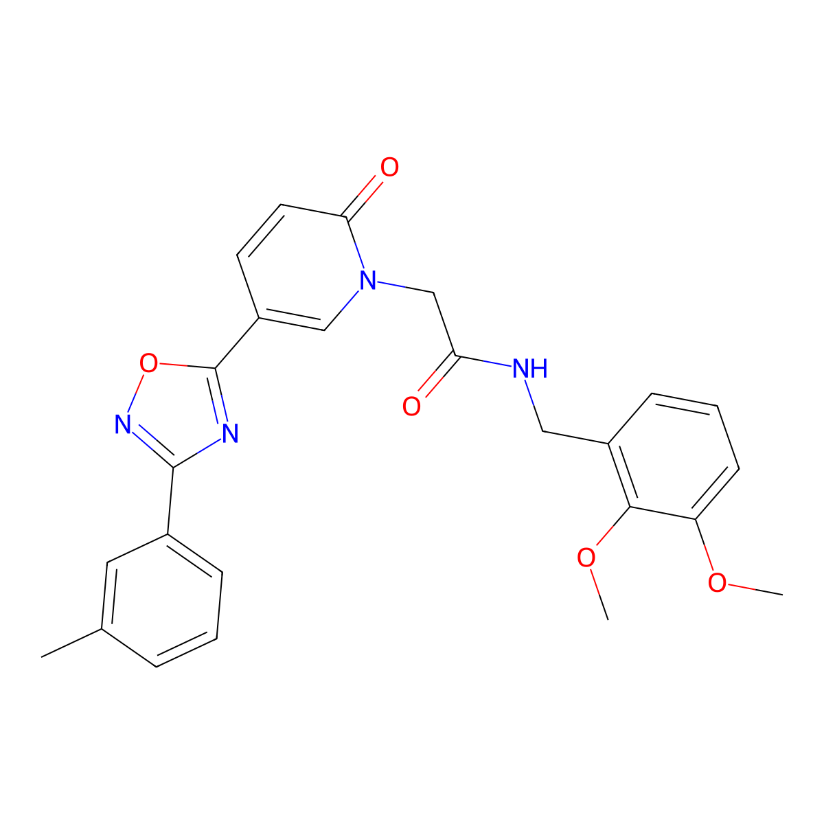 N-(2,3-dimethoxybenzyl)-2-{5-[3-(3-methylphenyl)-1,2,4-oxadiazol-5-yl]-2-oxopyridin-1(2H)-yl}acetamide molecular structure, CAS 1326920-52-8