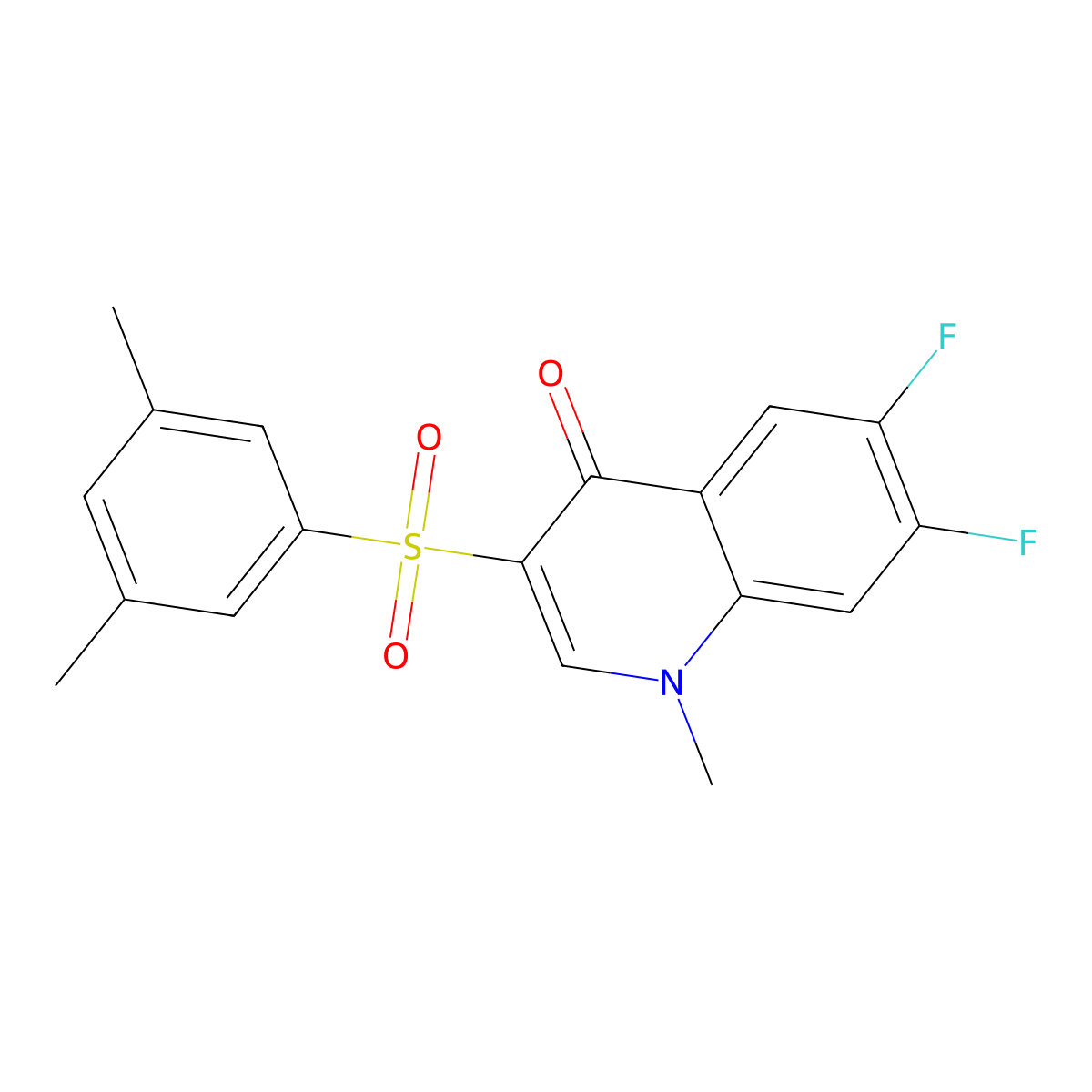 3-[(3,5-dimethylphenyl)sulfonyl]-6,7-difluoro-1-methylquinolin-4(1H)-one molecular structure, CAS 1326920-93-7
