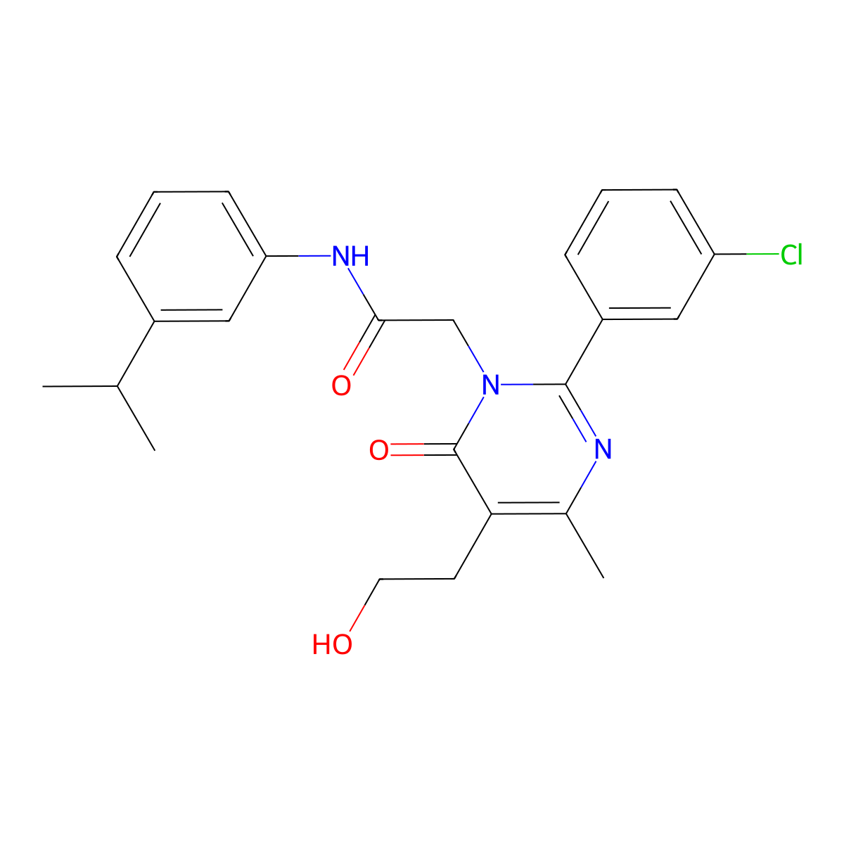 1(6H)-Pyrimidineacetamide, 2-(3-chlorophenyl)-5-(2-hydroxyethyl)-4-methyl-N-[3-(1-methylethyl)phenyl]-6-oxo- molecular structure, CAS 1326921-65-6