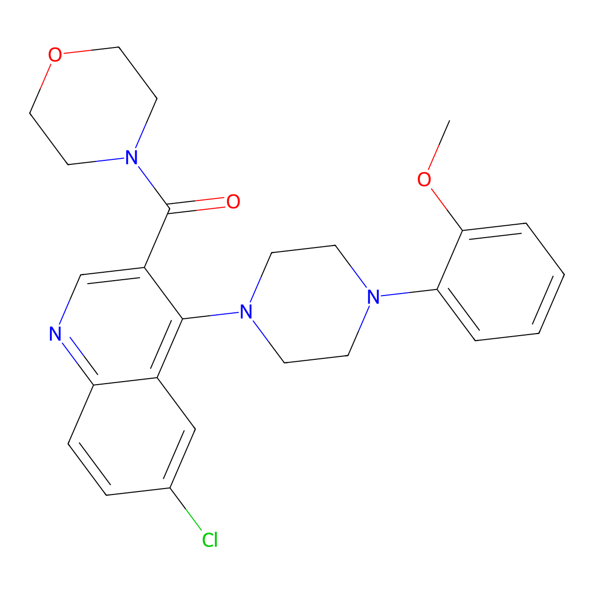 {6-Chloro-4-[4-(2-methoxyphenyl)piperazin-1-yl]quinolin-3-yl}(morpholin-4-yl)methanone molecular structure, CAS 1326921-84-9