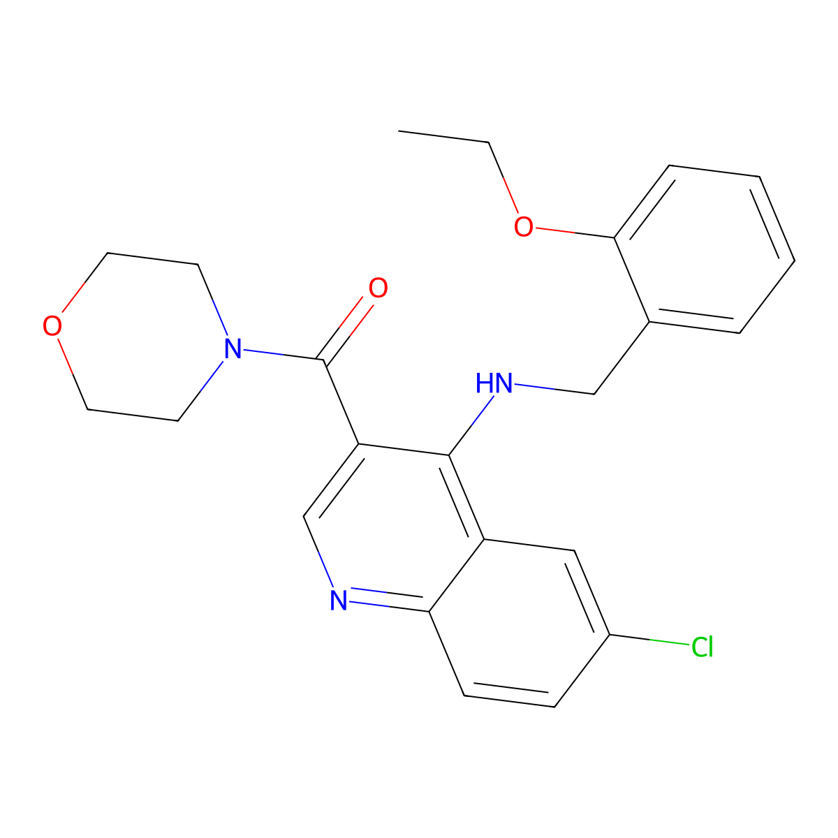{6-Chloro-4-[(2-ethoxybenzyl)amino]quinolin-3-yl}(morpholin-4-yl)methanone molecular structure, CAS 1326922-15-9