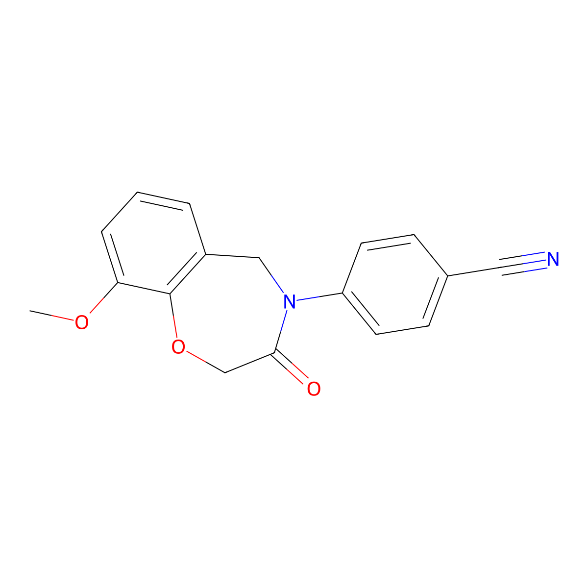 4-(9-methoxy-3-oxo-2,3-dihydro-1,4-benzoxazepin-4(5H)-yl)benzonitrile molecular structure, CAS 1326922-16-0
