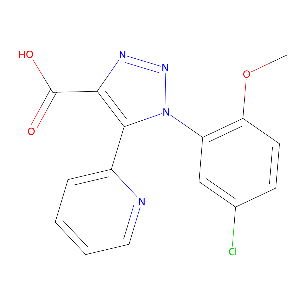 1-(5-chloro-2-methoxyphenyl)-5-(pyridin-2-yl)-1H-1,2,3-triazole-4-carboxylic acid molecular structure, CAS 1326922-65-9