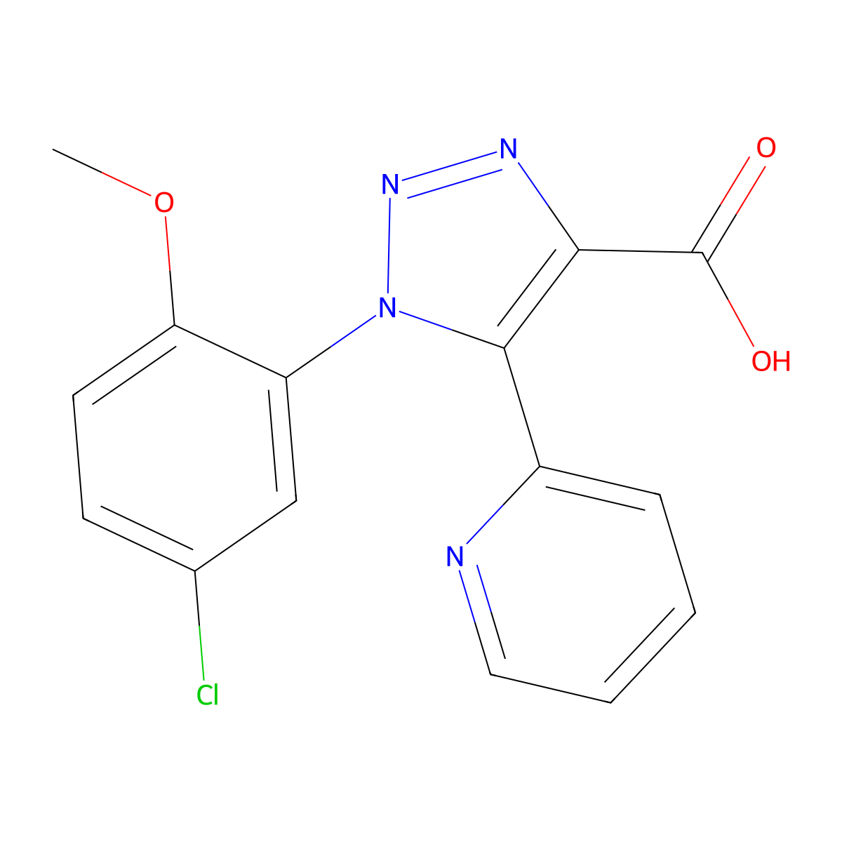 1-(5-chloro-2-methoxyphenyl)-5-(pyridin-2-yl)-1H-1,2,3-triazole-4-carboxylic acid molecular structure, CAS 1326922-65-9