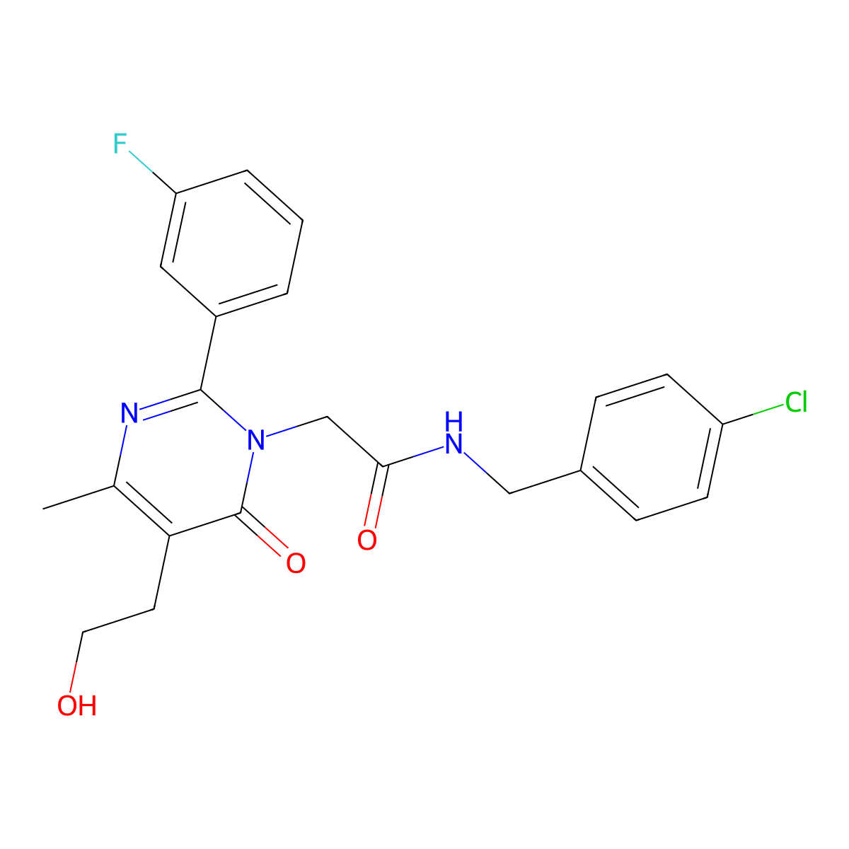 N-(4-Chlorobenzyl)-2-(2-(3-fluorophenyl)-5-(2-hydroxyethyl)-4-methyl-6-oxopyrimidin-1(6H)-yl)acetamide molecular structure, CAS 1326923-15-2