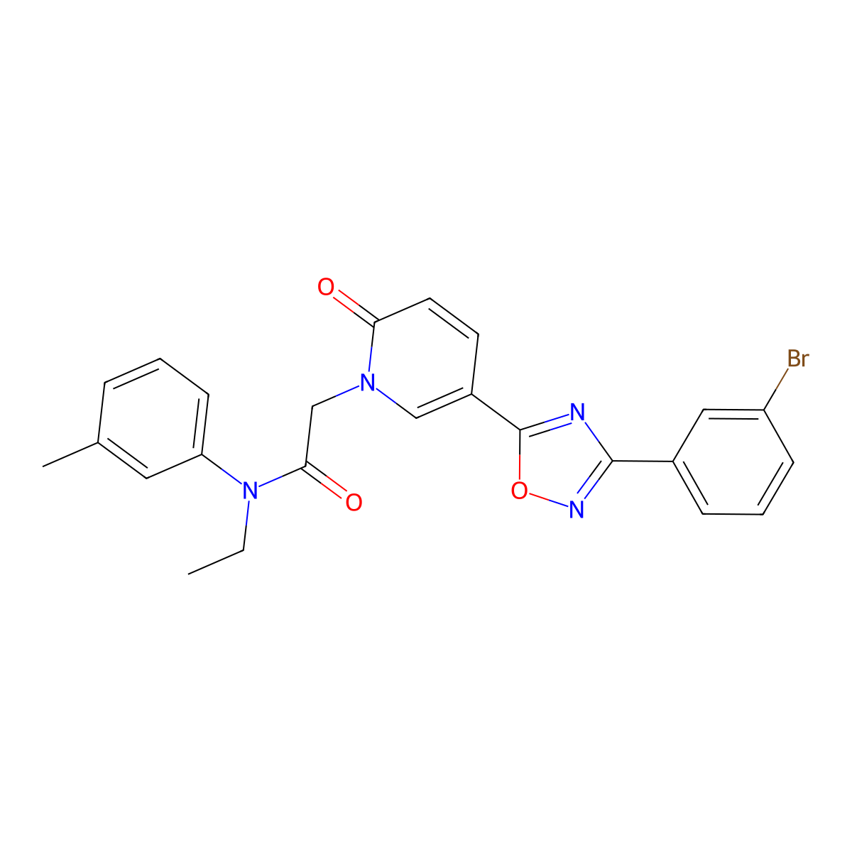 2-{5-[3-(3-bromophenyl)-1,2,4-oxadiazol-5-yl]-2-oxopyridin-1(2H)-yl}-N-ethyl-N-(3-methylphenyl)acetamide molecular structure, CAS 1326923-29-8