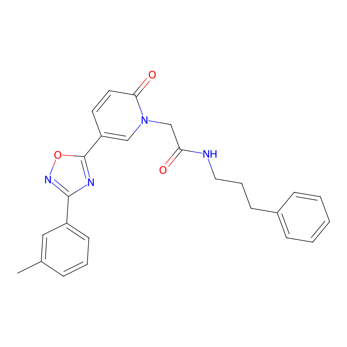 2-{5-[3-(3-methylphenyl)-1,2,4-oxadiazol-5-yl]-2-oxopyridin-1(2H)-yl}-N-(3-phenylpropyl)acetamide molecular structure, CAS 1326923-51-6