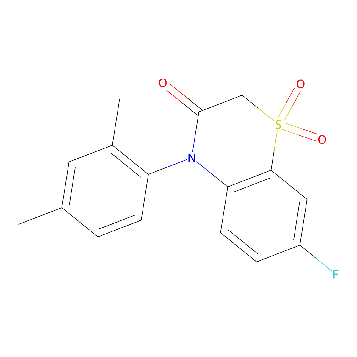 4-(2,4-dimethylphenyl)-7-fluoro-2H-1,4-benzothiazin-3(4H)-one 1,1-dioxide molecular structure, CAS 1326923-56-1