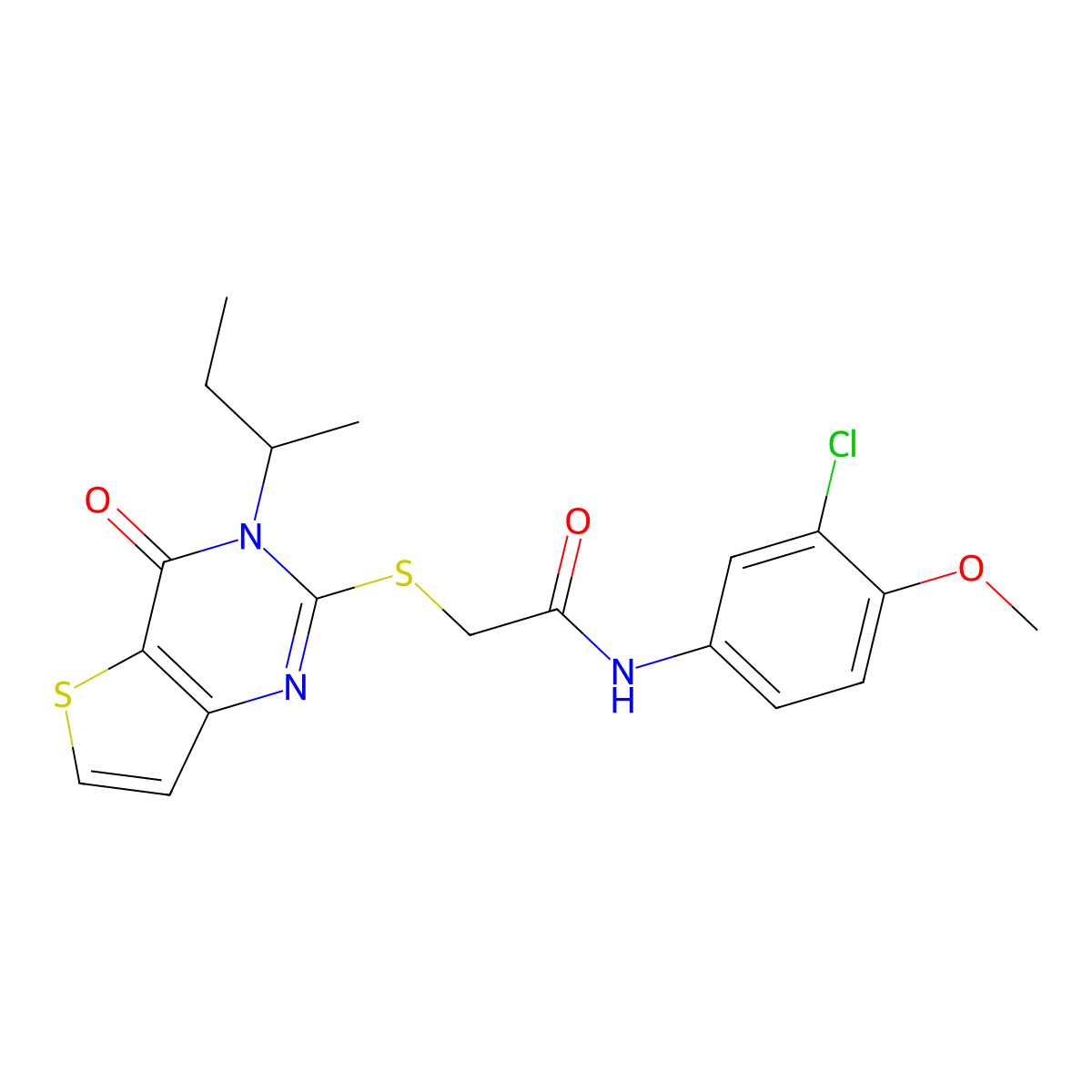 2-{[3-(butan-2-yl)-4-oxo-3,4-dihydrothieno[3,2-d]pyrimidin-2-yl]sulfanyl}-N-(3-chloro-4-methoxyphenyl)acetamide molecular structure, CAS 1326923-68-5