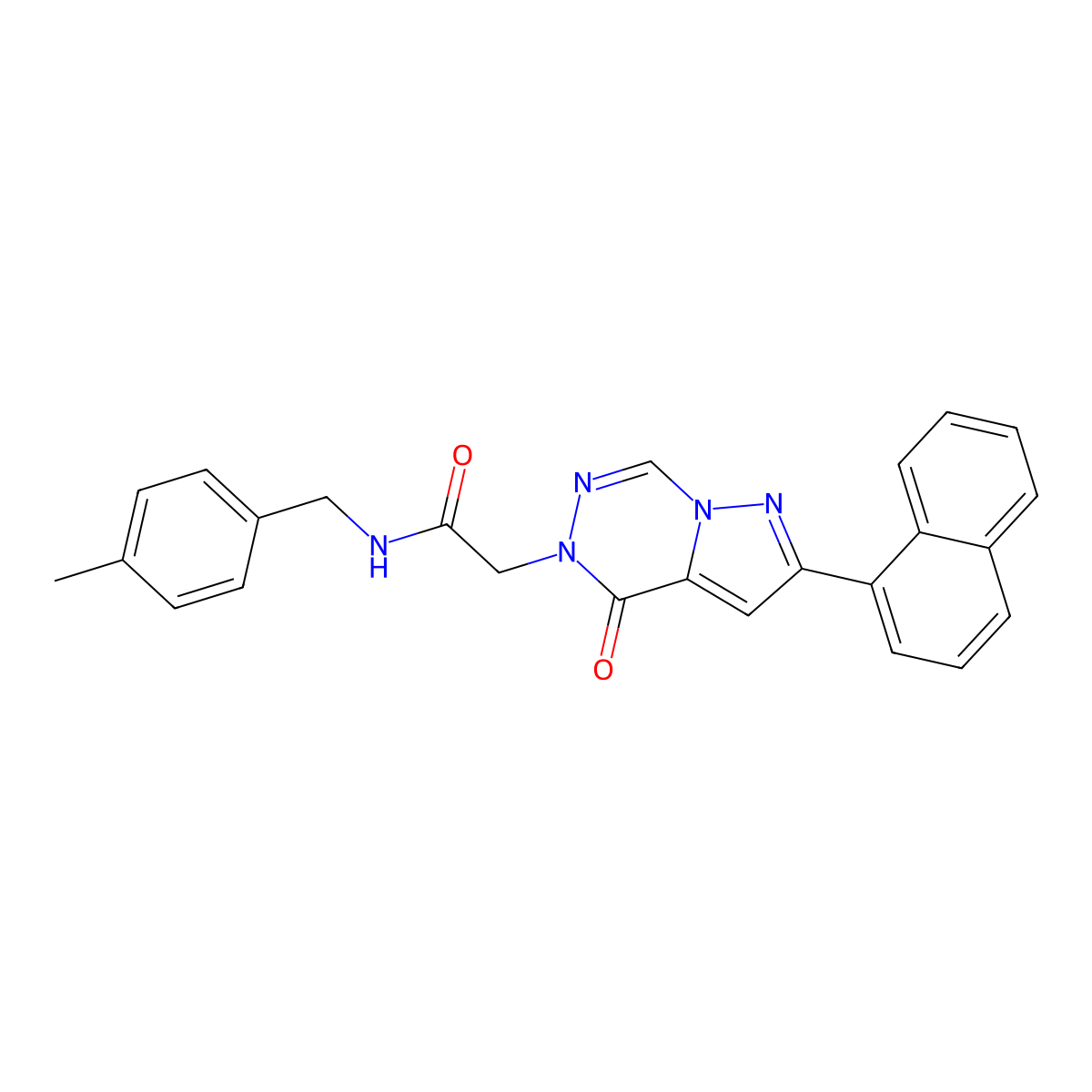 N-(4-methylbenzyl)-2-(2-(naphthalen-1-yl)-4-oxopyrazolo[1,5-d][1,2,4]triazin-5(4H)-yl)acetamide molecular structure, CAS 1326924-03-1