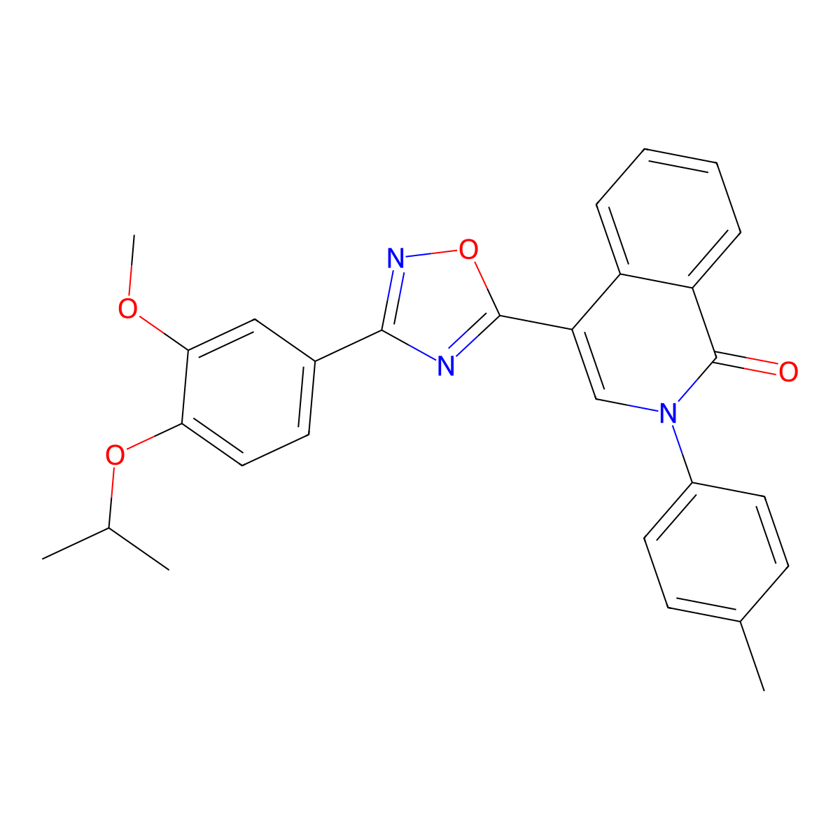 4-(3-(4-isopropoxy-3-methoxyphenyl)-1,2,4-oxadiazol-5-yl)-2-(p-tolyl)isoquinolin-1(2H)-one molecular structure, CAS 1326925-59-0